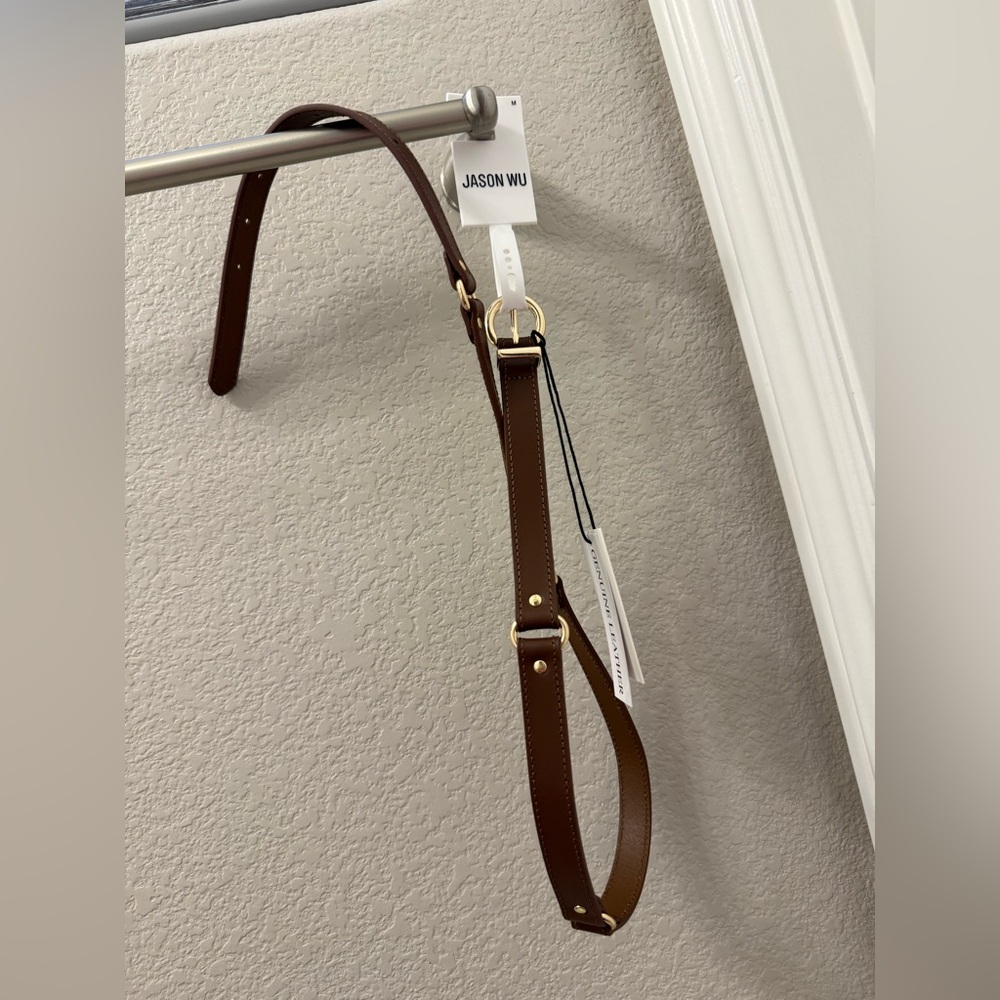 Jason Wu COGNAC Leather Belt with Gold Accents  M 🤎NWT🤎